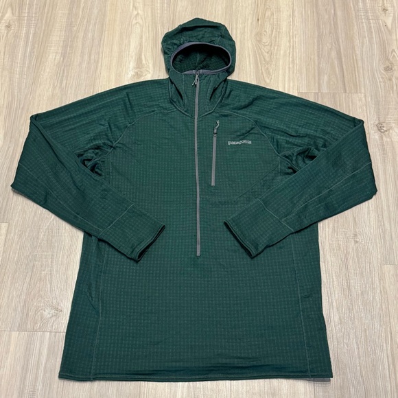 Patagonia R1 Fleece Hoody Men’s XL Green Polartec Grid Full Zip Jac - Picture 1 of 10